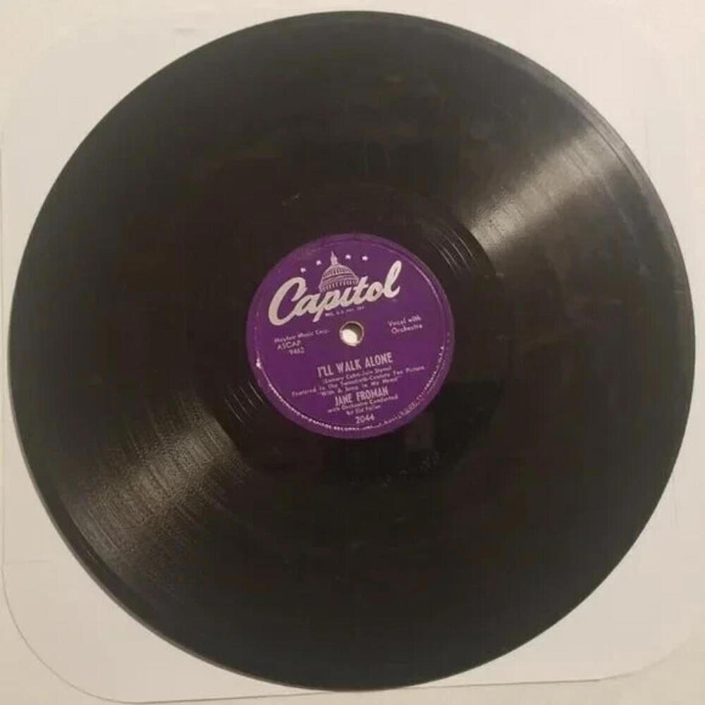 3/$25 Jane Froman 78 RPM With a Song in My Heart / I’ll Walk Alone Capitol 2044